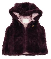Lila kožušinová podšitá vesta s kapucňou Nutmeg