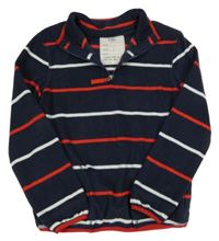 Tmavomodro-bielo-červená pruhovaná fleecová mikina M&S