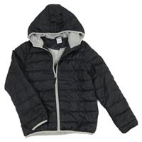 Černá šusťáková prošívaná lehká zateplená bunda s kapucí Y.F.K.