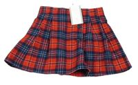 Nové - Červeno-tmavomodrá kockovaná vlnená sukňa Tu
