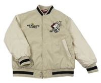 Světlebéžovo-smetanový šusťákovo/koženkový zateplený bomber se Snoopym ZARA