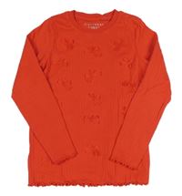 Červené žebrované pyžamové triko s mašlemi Next