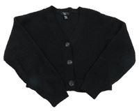 Čierny žinylkový prepínaci crop sveter New Look