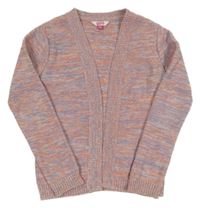 Růžovo-modrý melírovaný svetrový cardigan 