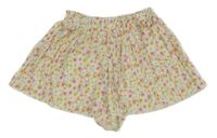 Smetanovo-farebné kvetované plisované sukňové kraťasy zara
