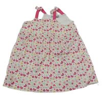 Bielo-farebné kvetované bavlnené šaty s motýly Ergee