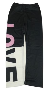 Čierno-biele legíny s nápisom