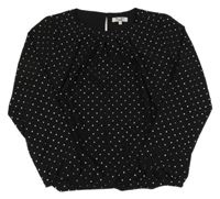 Černá puntíkatá šifonová halenka