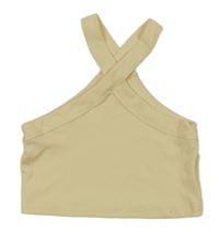Vanilkový rebrovaný crop top Shein