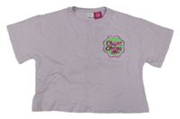 Lila crop tričko s logom Zara