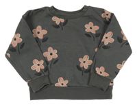 Tmavošedo-ružová kvetovaná mikina Primark