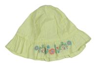 Žlutý plátěný klobouk s kytičkami Mothercare