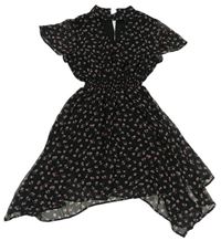 Čierne šifónové šaty s kvietkami New Look
