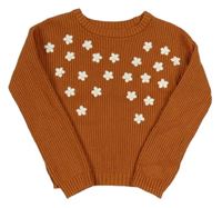 Hrdzavý crop sveter s kvietkami zn. Primark