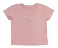Světlerůžové tričko se srdíčkem z cvočků H&M