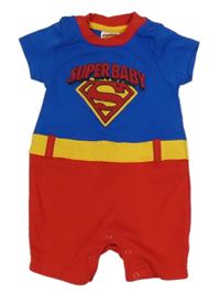 Safírovo-červený kraťasový overal se Supermanem Tu