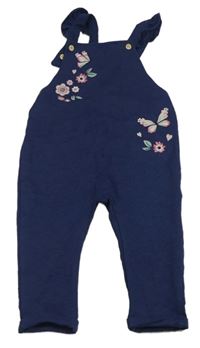 Tmavomodré na traké tepláky s kvietkami H&M