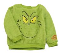 Limetková chlpatá mikina s Grinchem