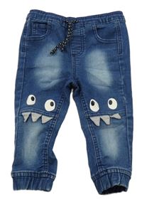 Modré teplákové cuff rifle s příšerkou So Cute