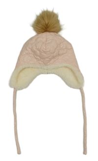 Svetloružová hviezdičkovaná zateplená čapica s brmbolcom Sterntaller