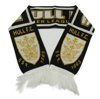 Černo-bílá fotbalová šála s nápisy 