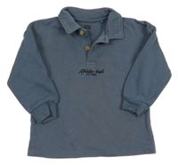 Modrošedá mikina s golierikom a nápisom F&F