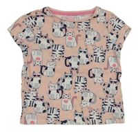 Svetloružové tričko s mačkami F&F