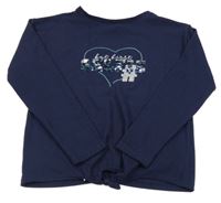 Tmavomodrý svetr se srdíčkem a flitry Y.F.K.