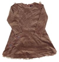 Vínové zamatové šaty s hviezdičkami a volánikmi Pocopiano