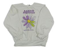 Biela oversize mikina s květem Tu