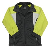 Šedo-limetkovo-bílá propínací sportovní mikina X-mail