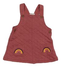 Ružové bavlnené zateplené prešívané šaty s duhami F&F