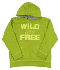 Limetková mikina s nápisom a kapucňou Kids