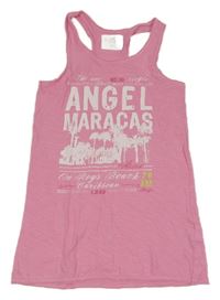 Růžový top s nápisem H&M