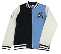 Modro-černo-bílá baseballová mikina s nápisem River Island