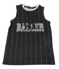 Černo-bílé pruhované sportovní tílko s nápisem George 