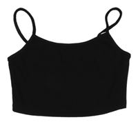Čierny rebrovaný crop top Shein