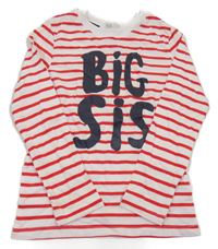 Bielo-červené pruhované tričko s nápisom H&M