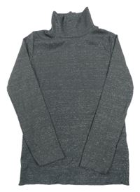 Tmavošedo-strieborné rebrované tričko s rolákom Zeeman