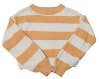 Oranžovo-biely pruhovaný crop sveter H&M