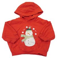 Červená oversize mikina so sněhulákem a kapucňou Dunnes