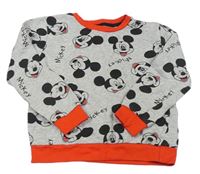 Sivo-červená melírovaná mikina s Mickey zn. George