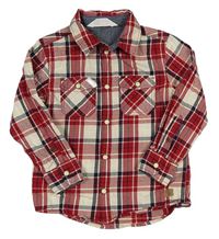 Červeno-světlebéžovo-černá kostkovaná košile H&M