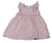 Světlerůžové šaty s madeirou a volánky Matalan