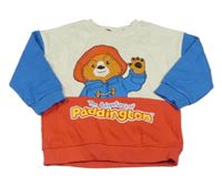 Smetanovo-červeno-modrá oversize mikina s medvídkem Paddington Tu