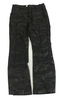 Černé chino koženkové kalhoty Matalan