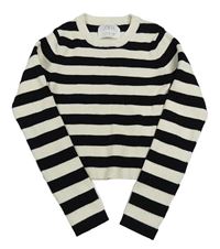 Bielo-čierny pruhovaný rebrovaný crop sveter ZARA