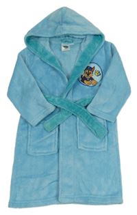 Světlemodro-modrozelený plyšový župan s PAW PATROL a kapucí nickelodeon