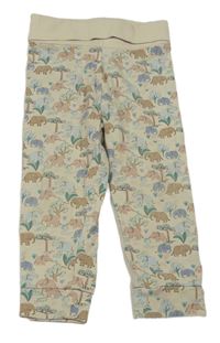 Béžové lehké tepláky se sloníky a stromečky Next