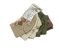 Nové - 4x - Ponožky - Béžové s mývalem, smetanové se žaludy, khaki, hnědé s listy PEPCO